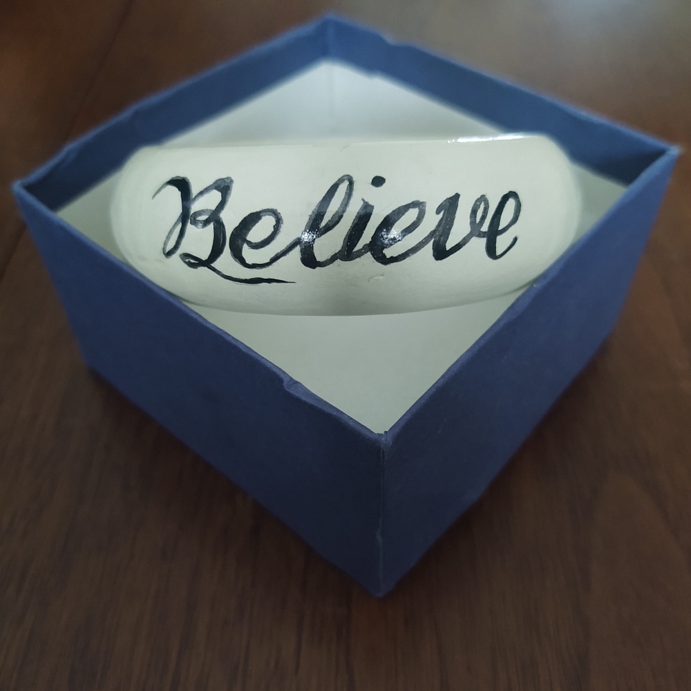 "Believe" Hand Painted Wooden Bracelet